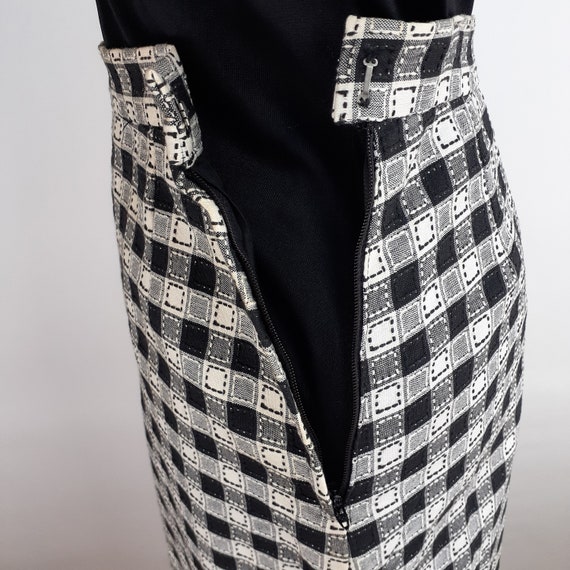 Vintage 60s 70s Checkered Fringe Maxi Skirt & Blo… - image 5