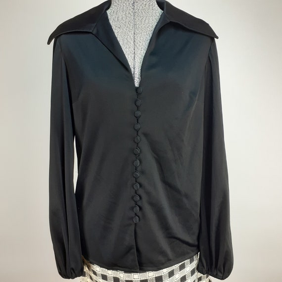 Vintage 60s 70s Checkered Fringe Maxi Skirt & Blo… - image 7