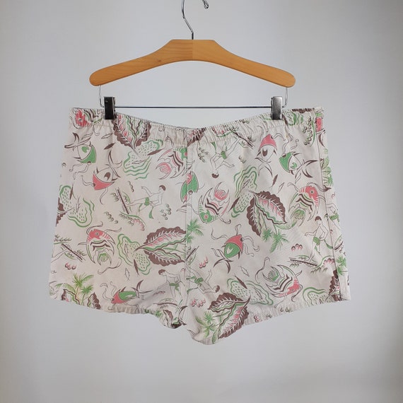 Vintage 40s Sanforized Cotton Novelty Print Swim … - image 3