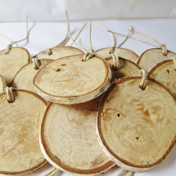 Rustic Wood Ornament, Birch Wood Slices, Tree Slices, Wood Slices, Craft Wood, Set of 12