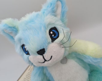 Skye Teal Dragon Cat Plush, Handmade Plush Kitty with Wings, Dress UP Soft Toy Animal Stuffie