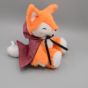 Red Wizard Fox Cloak Dragon Plushie Stuffed Animal, Collectible Plush, Winged Fox, Dress Up, Birthday Gift, Christmas Present