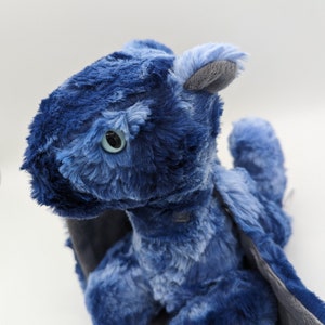 Soft Blue Dragon Plush, Dream Guardian Handmade Sleep Stuffie, Adopt a Dragon, Fantasy Plushie,  Cuddle Dragon