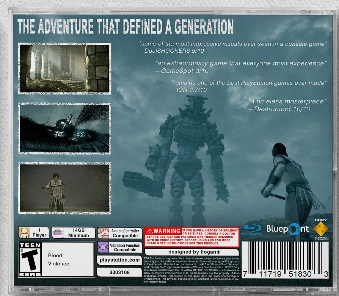 Shadow of the Colossus PS4 Custom PS1 Inspired Case - Etsy
