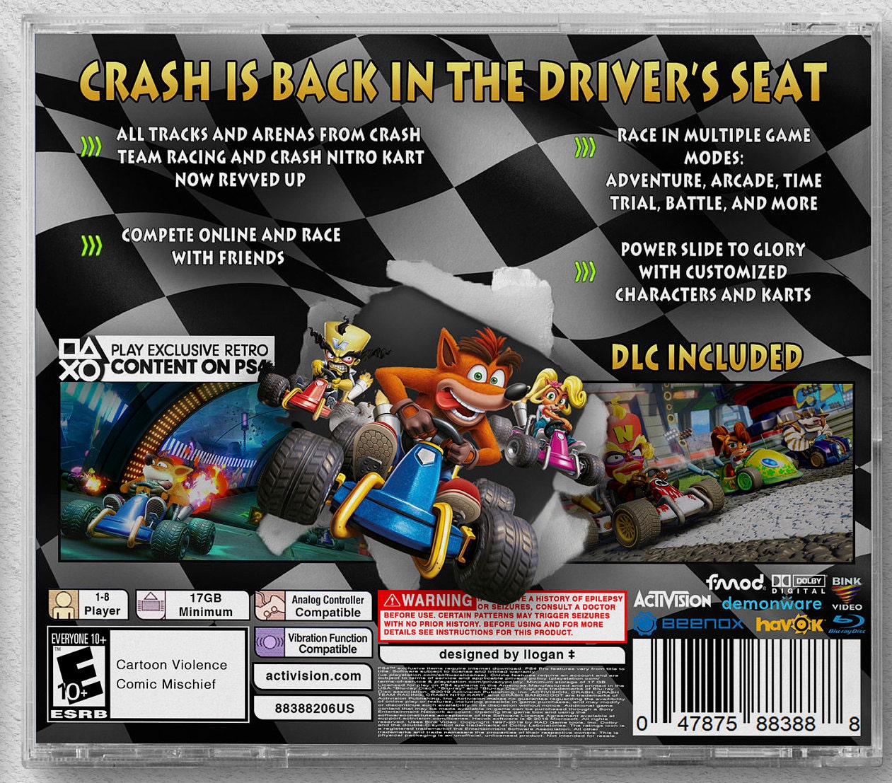 Crash Racing: Nitro Fueled PS4 Custom PS1 Inspired Case - Etsy