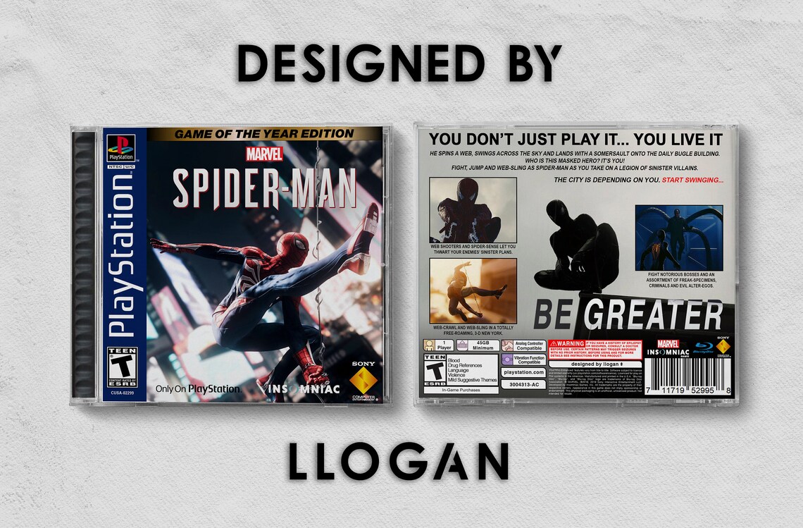 Spider-man PS4 Custom PS1 Inspired Case - Etsy