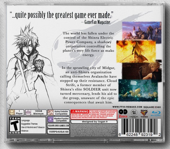 Final Fantasy VII Remake PS4 Custom PS1 Inspired Case 