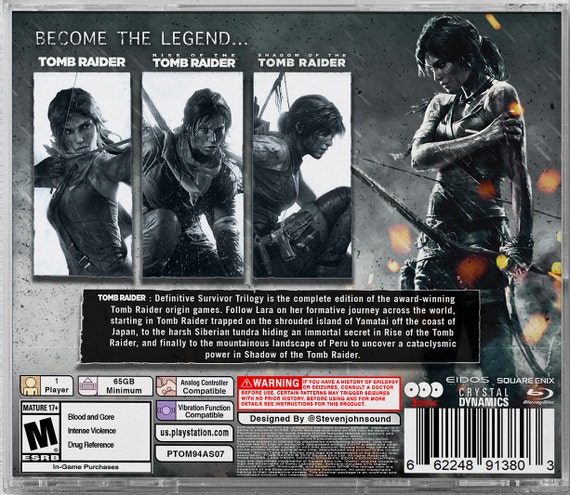 Tomb Raider: Definitive Survivor Trilogy PS4 Custom PS1 Inspired Case 
