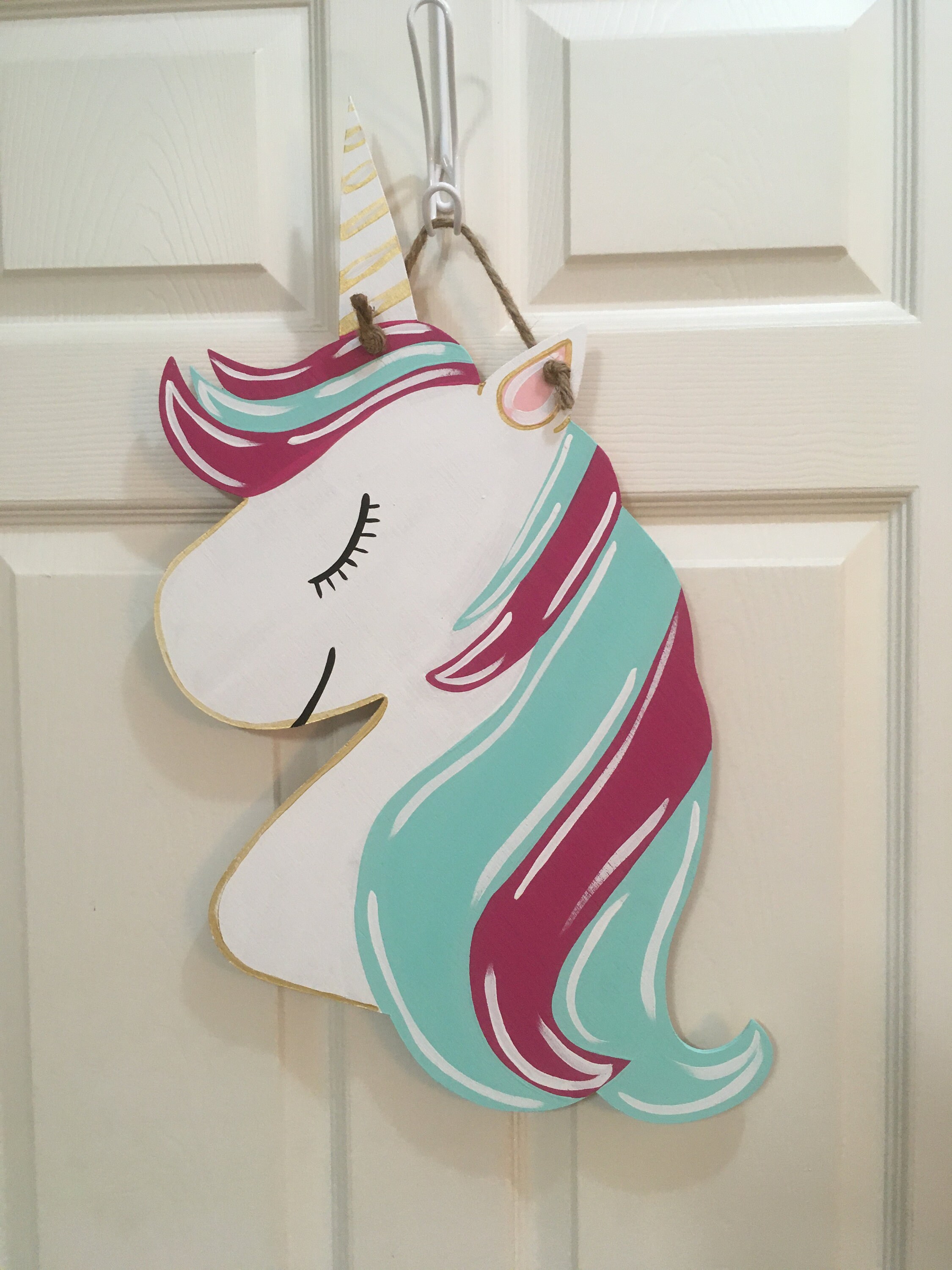 Handpainted Unicorn door hanger Etsy