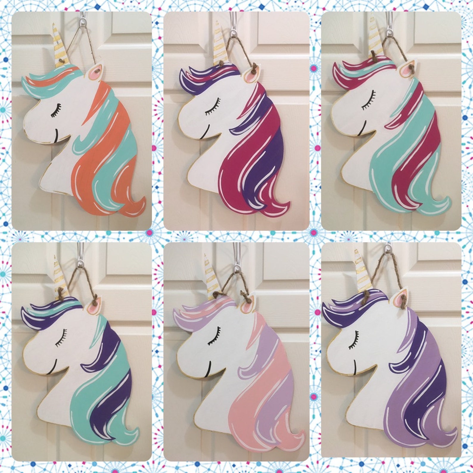 Handpainted Unicorn door hanger Etsy