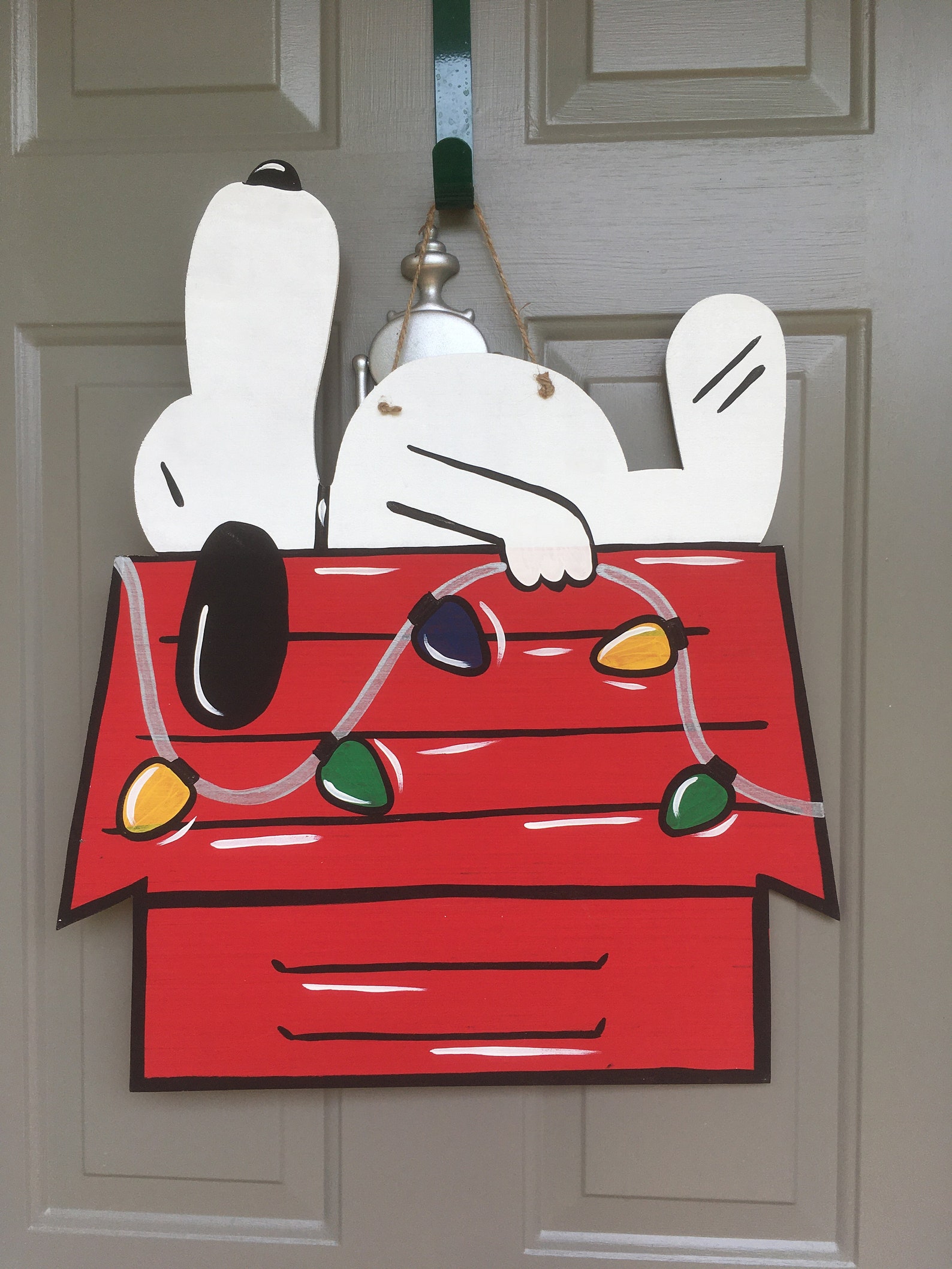 Handpainted Snoopy Christmas Door Hanger Door Sign Etsy