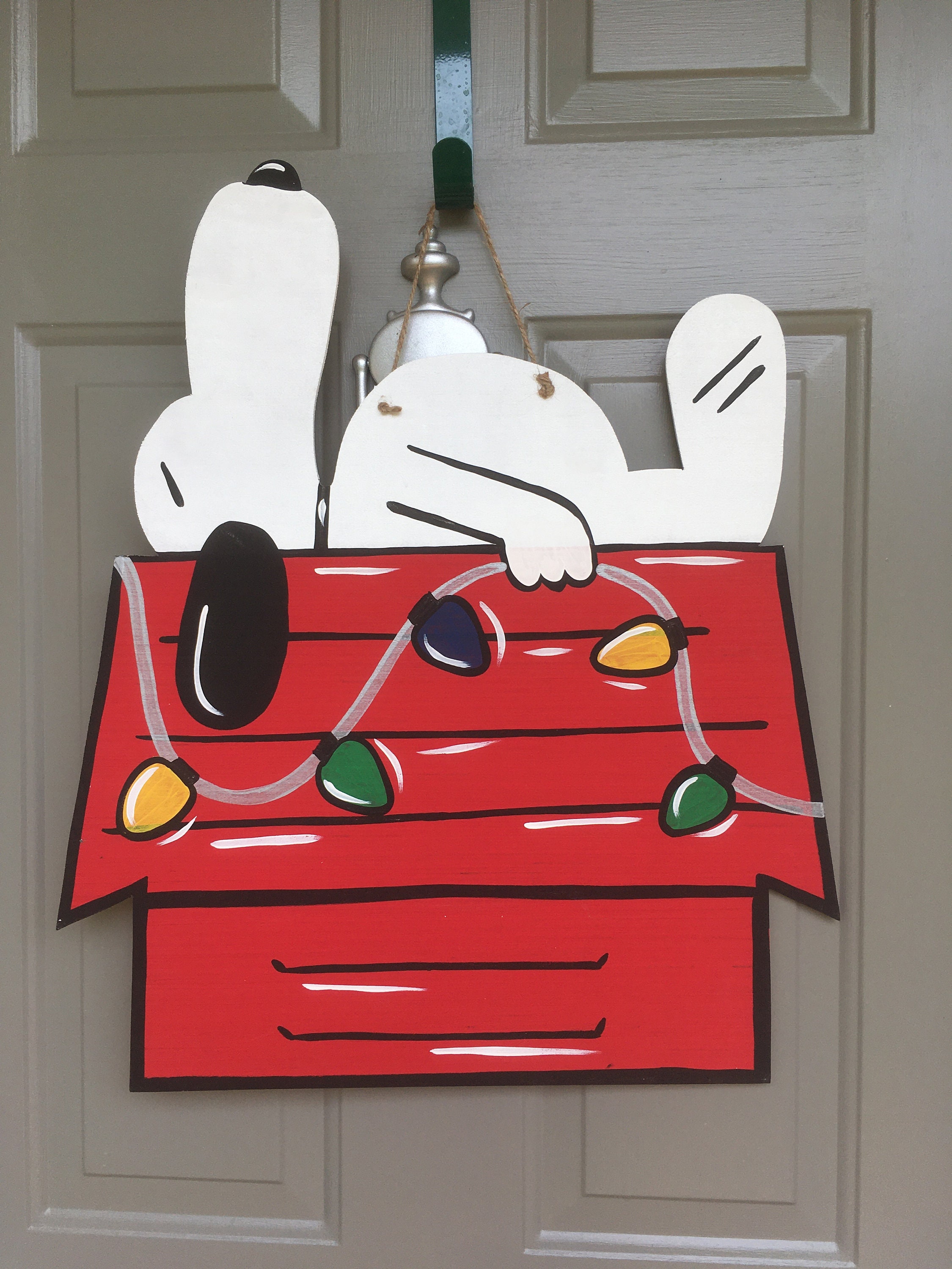 Hand-painted Snoopy Christmas Door Hanger Door Sign Welcome - Etsy