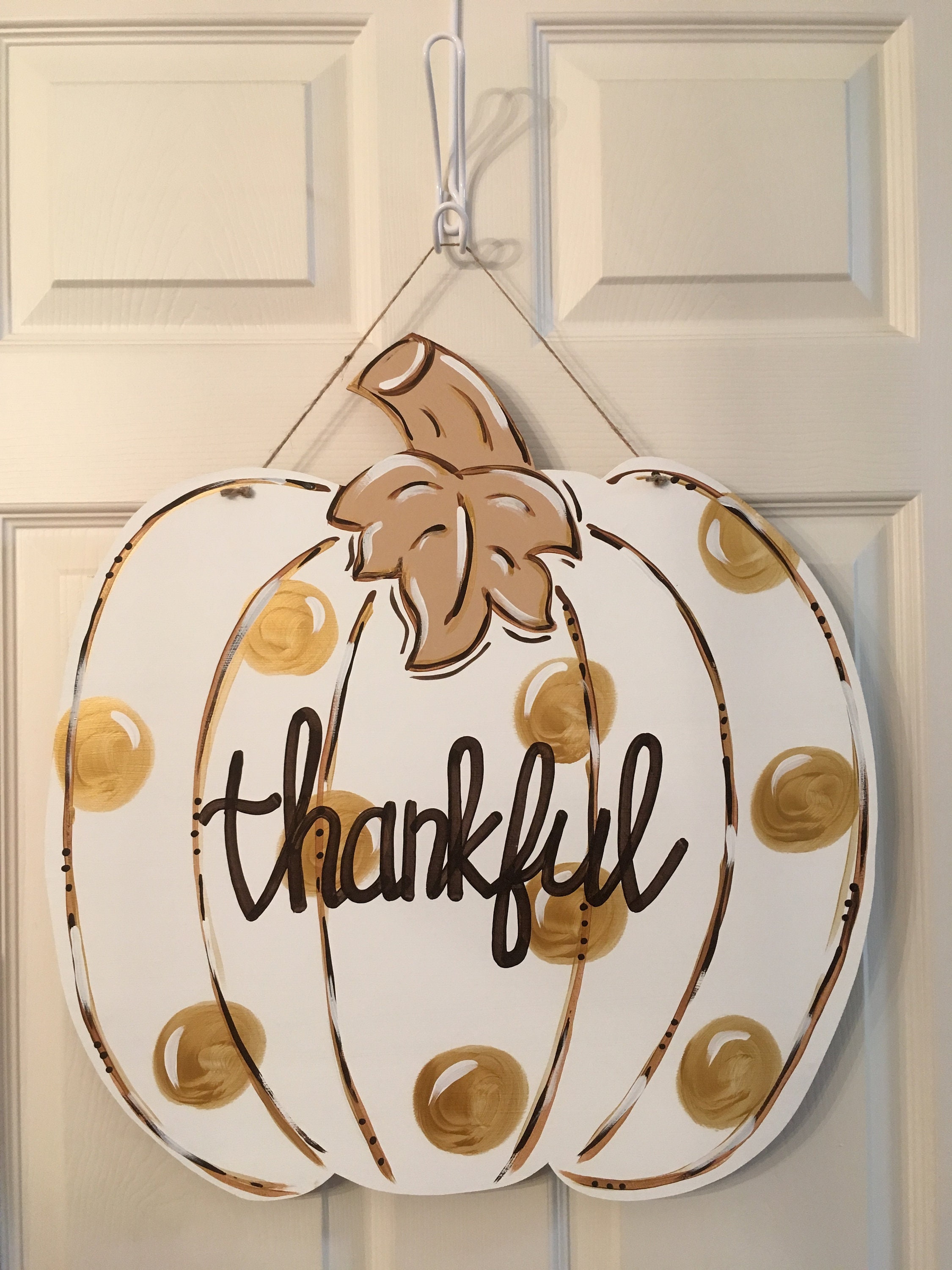 Large White Pumpkin Fall Door Hanger Fall Door Hanger Front Etsy