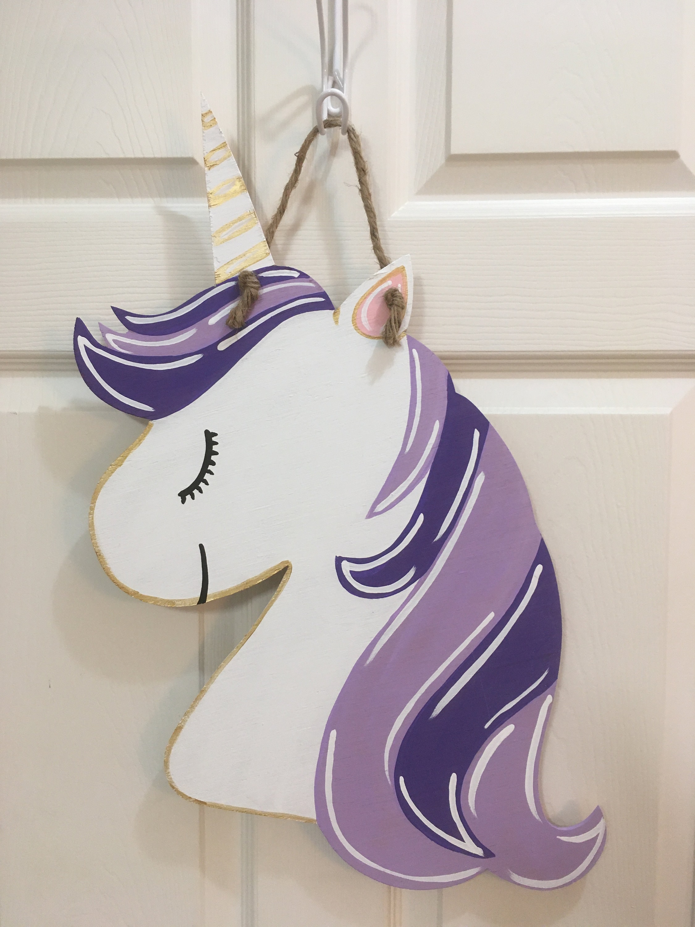 Handpainted Unicorn door hanger Etsy