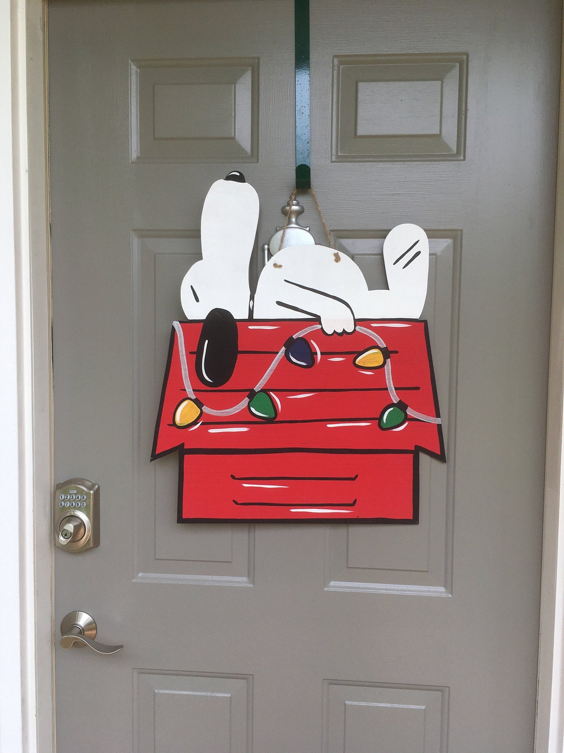 Handpainted Snoopy Christmas Door Hanger Door Sign Etsy