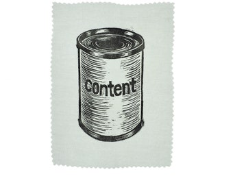 Content Can - Linocut Print on Vintage Silk