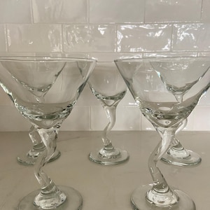 Vintage Z Stem Martini Cocktail Glasses, set of 6