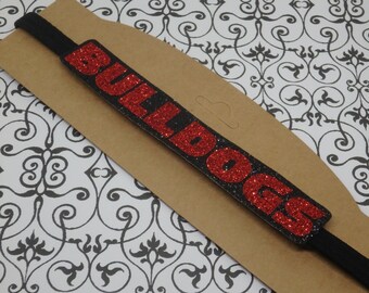 Glitter Bulldogs Headband, Handmade Spirit Wear