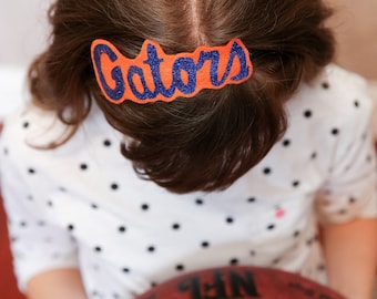 Gators Headband, Glitter Canvas, Elastic or Plastic Band
