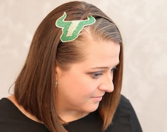 USF Bulls Headband, Glitter Canvas, Handmade