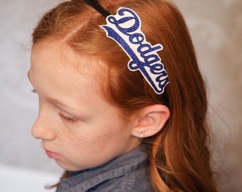 Glitter Dodgers Headband, Baseball Fan Hair Accessory