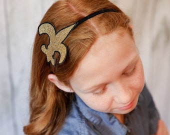 Glitter Fleur-de-Lis Headband: New Orleans Saints, Handmade