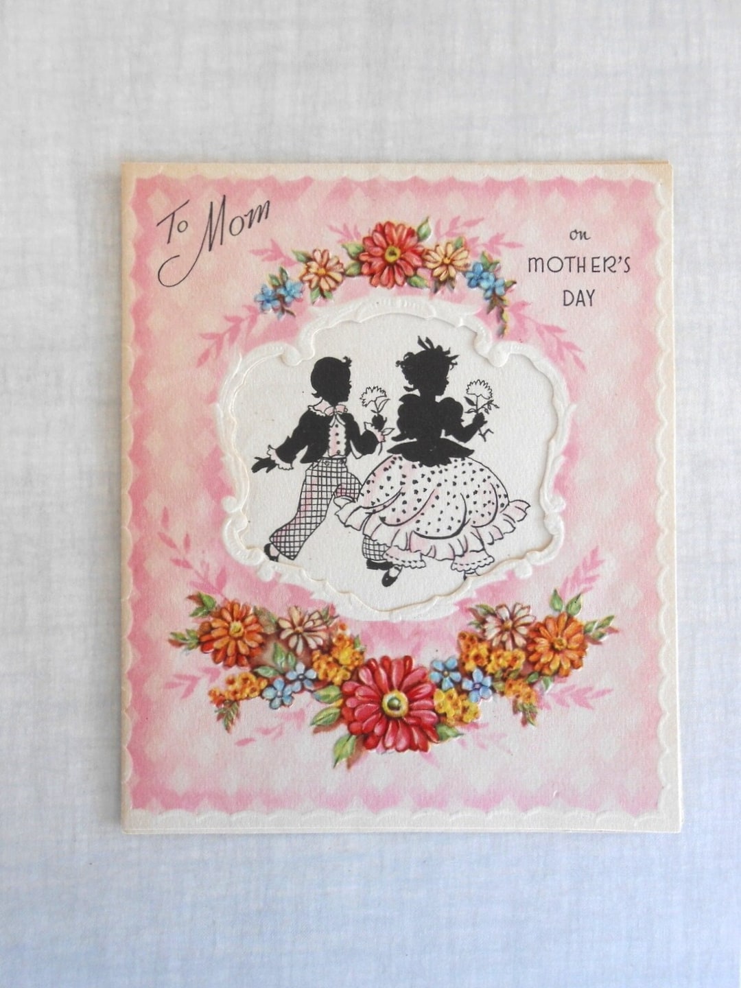 Vintage 1950s Mother's Day Card: Pink Floral MCM Greeting - Etsy