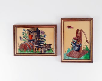 Reverse Glass Painting Set: Vintage Garden Scene Wall Art (5x7)