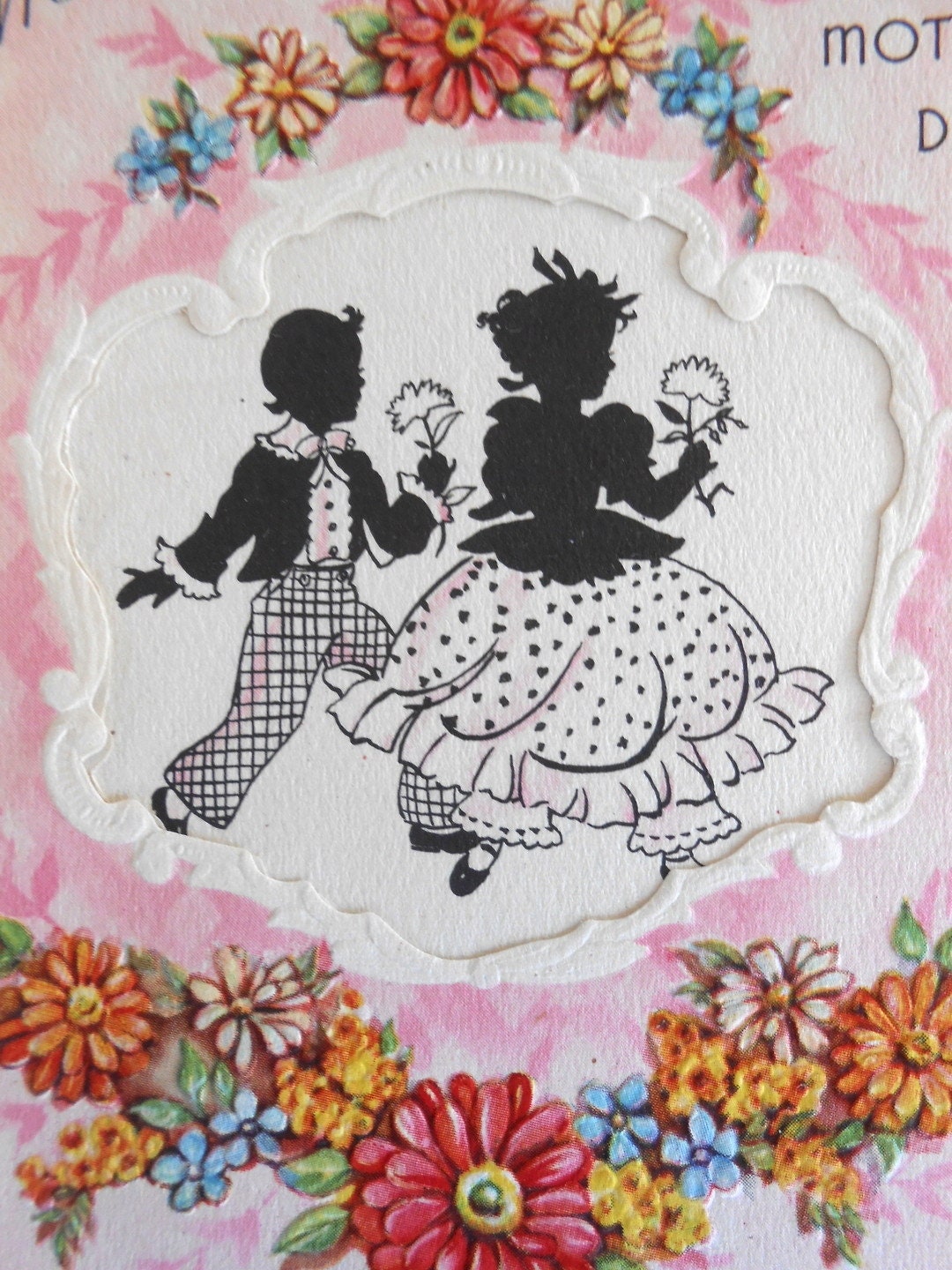 Vintage 1950s Mother's Day Card: Pink Floral MCM Greeting - Etsy