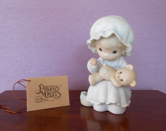 Precious Moments Figurine: "A Blessing To Me" Sew Teddy Bear, 1990 Enesco (Original Box)