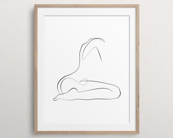 Woman Body Line Art, Abstract One Line Drawing, Female Figure Outline, Minimalist Simple Wall Art, Printable Abstract Art Print, Feminine.