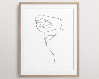 Woman Arm Pose Drawing, Female Line Art Figure, Girl Contour Printable, One Line Body Poster, Simplistic Feminine Sketch, Sensual Art Print.