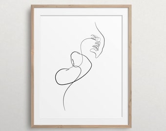 Female Line Art Printable, Woman Arm Pose Drawing, Sensual Sketch Wall Art, One Line Body Contour, Abstract Minimal Print, Girl Outline Art