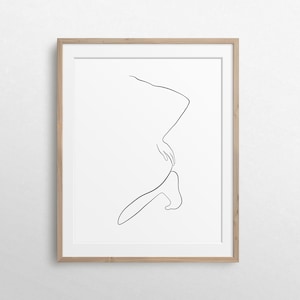 Woman Body Side Profile, Female Line Art Print, Feminine Illustration, Minimalist Printable Wall Art, Body Form Drawing, Arm Leg Pose Sketch