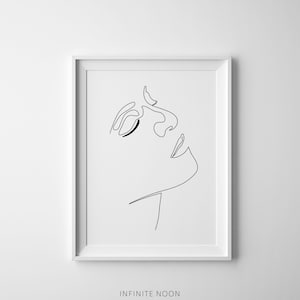 Female Face Figure, One Line Girl Printable Illustration, Feminine Minimal Line Sketch, Fine Art, Tumblr Room Decor, Fashion Print, Wall Art