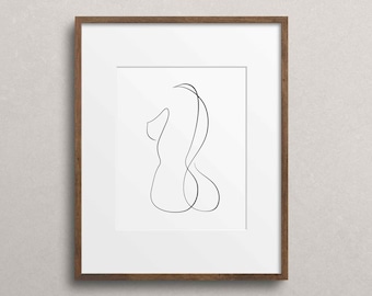 One Line Drawing of Woman's Body, Simple Female Figure Line Art, Minimalist Abstract Sketch Wall Art, Single Line Art Print, Modern Decor