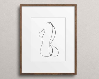 One Line Drawing of Woman's Body, Simple Female Figure Line Art, Minimalist Abstract Sketch Wall Art, Single Line Art Print, Modern Decor
