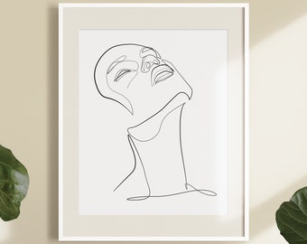 Single Line Face Printable Drawing, Abstract Facial Art, Feminine Body Art, One Line Sketch, Minimal Illustration, Black and White Line, Art