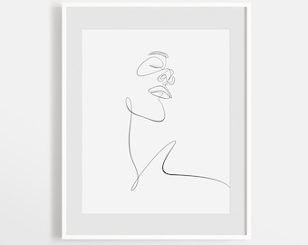 Minimalism Face Sketch Print, Printable One Line Drawing, Simple Single Line Face Artwork, Minimal Woman Face Wall Art, Scandinavian Decor.