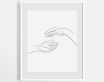 Hand Figure Printable Art, One Line Drawing, Continuous Line Art, Modern Abstract Print, Minimalist Artwork Poster, Bedroom Decor, Fine Art.
