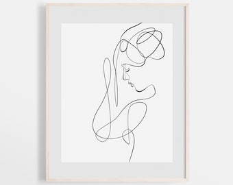 Vrouw lichaam schets, vrouwelijke lijn Art Print, een vrouwelijke lijntekening, Abstract figuur Artwork, naakt continu illustratie, meisje Minimal Art