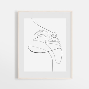 Abstract Face Figure Art, Minimal Facial Line Art, One Line Drawing, Minimalist Wall Art, Single Line Illustration, Continuous Lines.