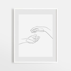 Figura de la mano arte imprimible, dibujo de una línea, arte de línea continua, impresión abstracta moderna, cartel de la obra de arte minimalista, decoración del dormitorio, arte fino.