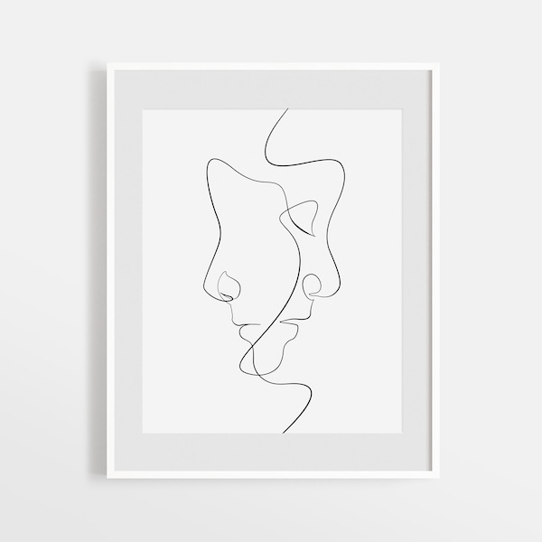 Minimal Face Line Art Print, Minimalist Printable Wall Art, Fine Line Abstract Artwork, Simple Drawing Decor, Scandinavian Bedroom Poster.