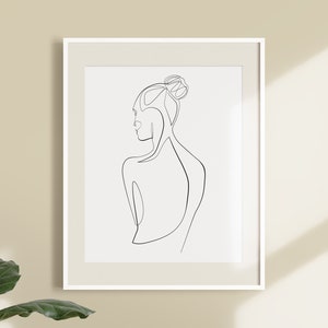 Woman Back Pose, Nude Body Drawing, One Line Drawing Illustration
