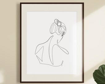 Woman Line Abstract, Single Line Print, One Line Drawing Wall Art, Minimal Line Illustration Artwork, Simplistic Line Figure, Nude Art.
