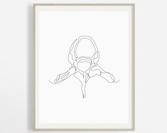 Abstract Vertebra One Line Illustration, Minimalist Anatomy Poster Decor, Chiropractor Printable Wall Art, Bone Sketch Digital Artwork Print