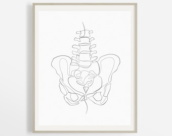 Abstract Chiropractic Art Print, Chiropractor Office Decor, Vertebrae Sketch, Massage Therapist Art, Medical Art, Anatomical Human Wall Art.