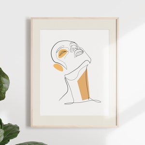 Dessin Visage Abstrait Esquisse Dune Ligne Moderne Etsy