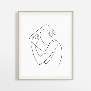 Impression de forme féminine abstraite, femme fine ligne imprimable, minimaliste une ligne dessin art mural, oeuvre de chambre simple, contour figure corps.